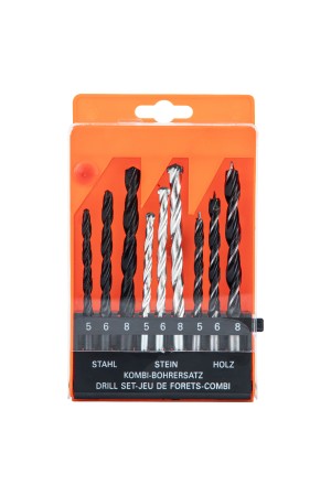 Набор сверл по бетону 5-6-8 мм, металлу 5-6-8 мм, дереву 5-6-8 мм, 9 шт, цилиндрический хвостовик Sparta