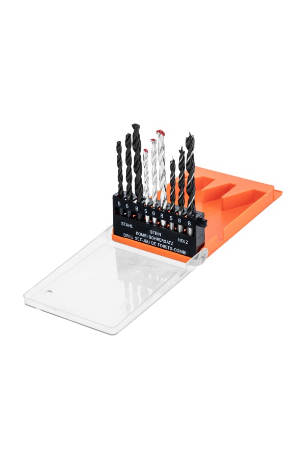 Набор сверл по бетону 5-6-8 мм, металлу 5-6-8 мм, дереву 5-6-8 мм, 9 шт, цилиндрический хвостовик Sparta