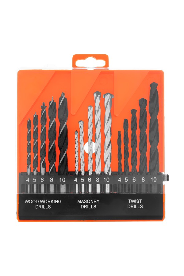 Набор сверл по бетону, металлу, дереву 4-5-6-8-10 мм, 15 шт, пластиковый бокс, цилиндрический хвостовик Sparta
