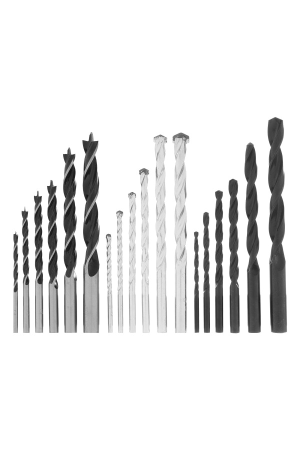 Набор сверл по бетону, металлу, дереву 3-4-5-6-8-10 мм, 18 шт, пластиковый бокс, цилиндрический хвостовик Sparta