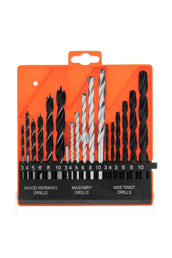 Набор сверл по бетону, металлу, дереву 3-4-5-6-8-10 мм, 18 шт, пластиковый бокс, цилиндрический хвостовик Sparta