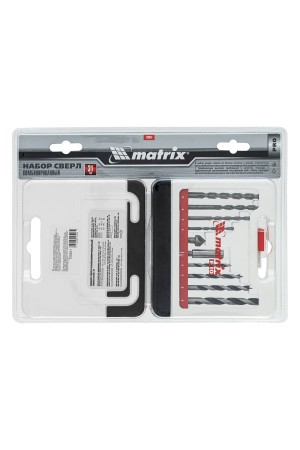 Набор сверл комбинированный, сверла по металлу 1-6 мм, бетону 4-8 мм, дереву 4-8 мм, биты 10 шт, адаптер, зенковка, 31 предмет Pro Matrix