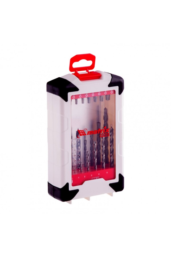 Набор сверл комбинированный, сверла по металлу 1-6 мм, бетону 4-8 мм, дереву 3-6 мм, биты 16 шт, адаптер, 32 предмета Pro Matrix