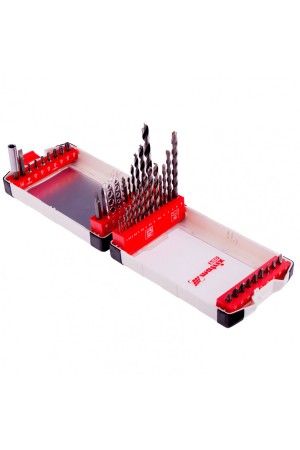 Набор сверл комбинированный, сверла по металлу 1-6 мм, бетону 4-8 мм, дереву 3-8 мм, биты 22 шт, адаптер, 44 предмета, Pro Matrix