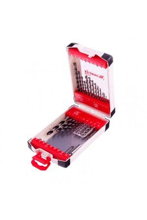 Набор сверл комбинированный, сверла по металлу 1-6 мм, бетону 4-8 мм, дереву 3-8 мм, биты 22 шт, адаптер, 44 предмета, Pro Matrix