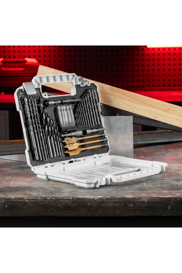 Набор сверл комбинированный, сверла по металлу 1-6.5 мм, бетону 4-8 мм, дереву 4-10 мм, перовые 16,22,25 мм, биты 20 шт, адаптер, головки 2 шт, зенковка, 50 предметов Pro Matrix