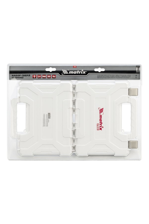 Набор сверл комбинированный, сверла по металлу 1-6.5 мм, бетону 4-8 мм, дереву 4-10 мм, перовые 16,22,25 мм, биты 20 шт, адаптер, головки 2 шт, зенковка, 50 предметов Pro Matrix
