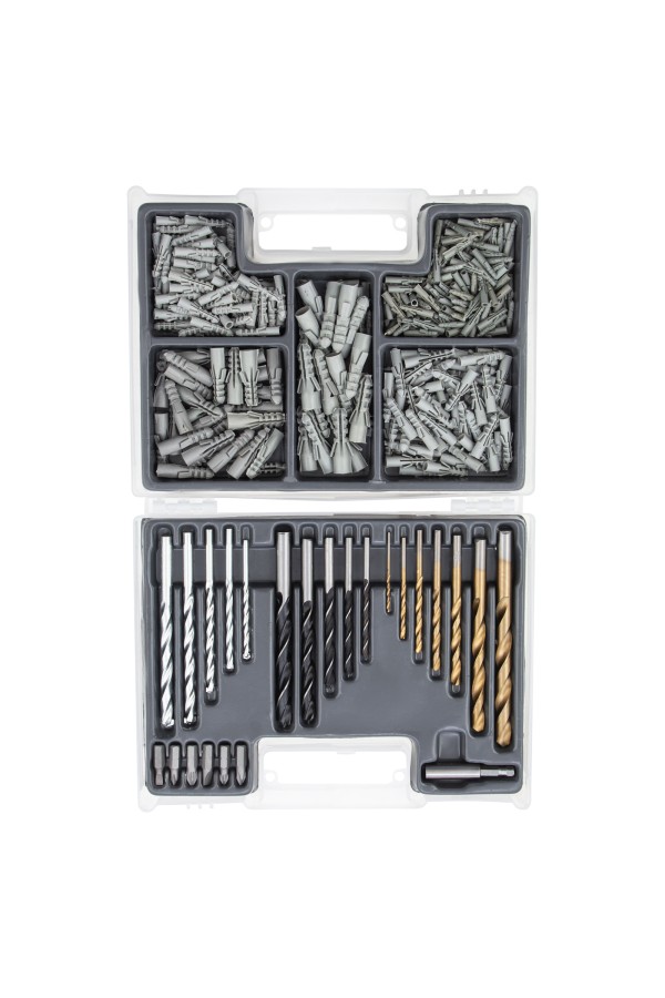 Набор сверл комбинированный: бетон 4-10 мм, металл 2-10 мм, дерево 4-10 мм, дюбеля, 300 предметов Matrix