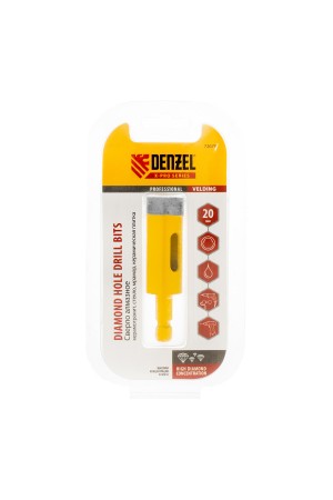 Сверло алмазное по керамограниту, 20 мм, мокрая резка, трехгранный хвостовик Denzel
