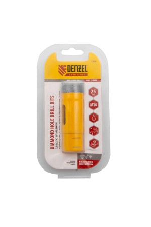 Сверло алмазное по керамограниту, 25 мм, мокрая резка, М14 Denzel