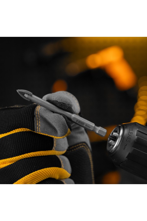 Сверло по керамической плитке 8 мм, крестовая пластина, шестигранный хвостовик// Denzel