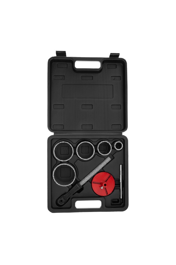 Набор коронок по керамической плитке, 33-53-67-73-83 мм, напил, в пластиковом боксе, шестигранный хвостовик Matrix