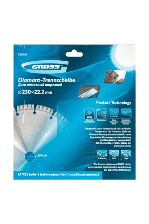 Диск алмазный, 230 х 22.2 мм, лазерная приварка турбо-сегментов, сухая резка Gross
