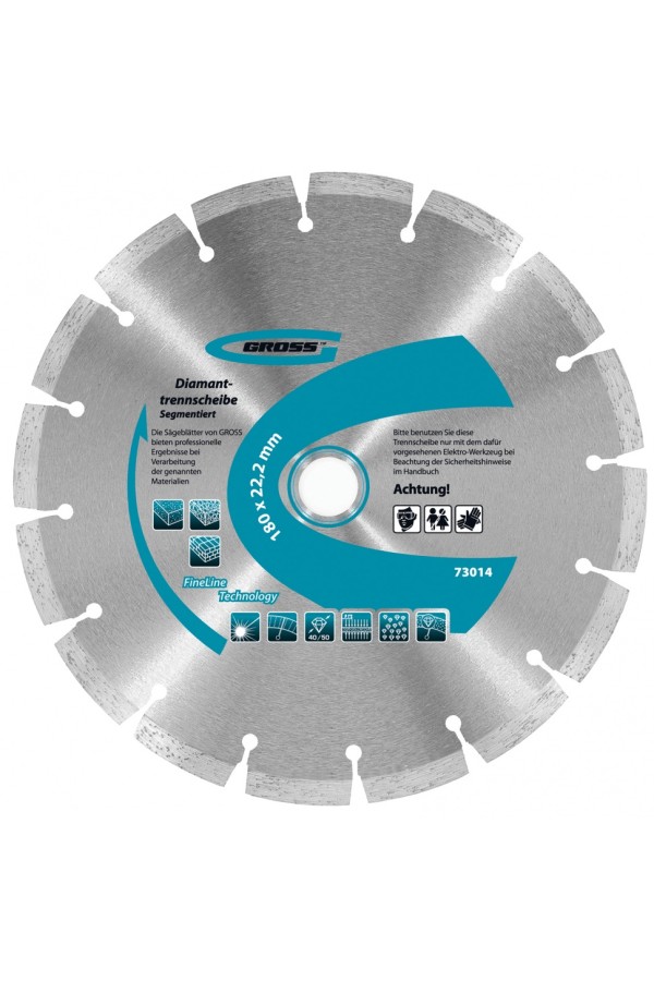 Диск алмазный, 180 х 22.2 мм, сегментный, упорядоченный алмаз, сухая резка Gross