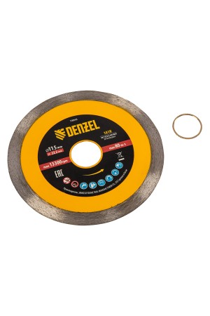 Диск алмазный отрезной 115 х 22,2 мм, сплошной, супертонкий, горячий пресс, мокрое резание// Denzel
