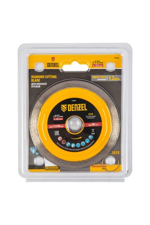 Диск алмазный отрезной 115 х 22,2 мм, сплошной, супертонкий, горячий пресс, мокрое резание// Denzel