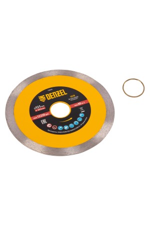 Диск алмазный отрезной 125 х 22,2 мм, сплошной, супертонкий, горячий пресс, мокрое резание// Denzel