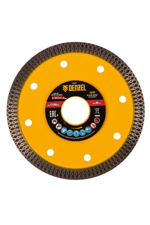 Диск алмазный отрезной 115 х 22,2мм, сплошной, супертонкий, горячий пресс, сухой/мокрый рез// Denzel