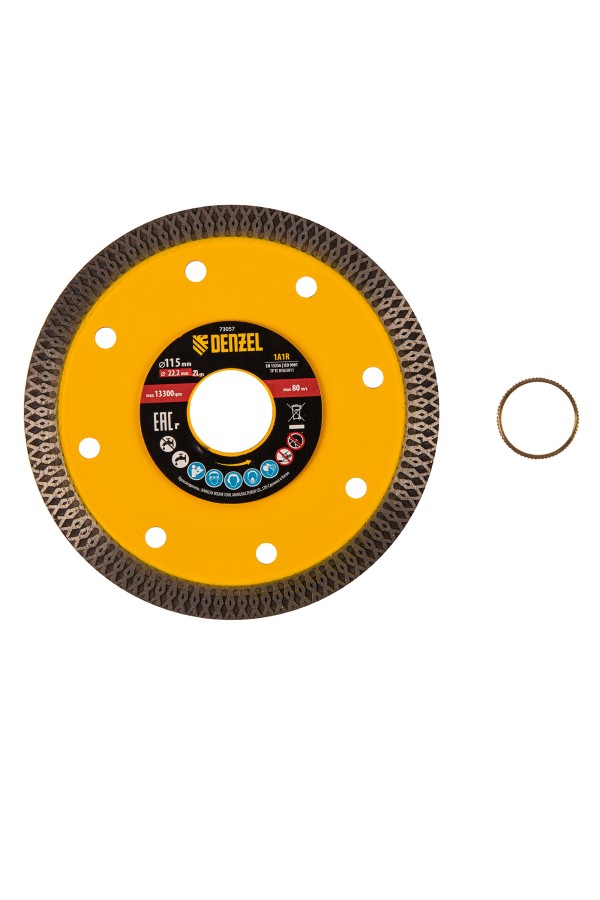 Диск алмазный отрезной 115 х 22,2мм, сплошной, супертонкий, горячий пресс, сухой/мокрый рез Denzel