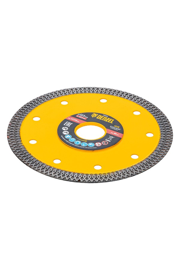 Диск алмазный отрезной 125 х 22,2мм, сплошной, супертонкий, горячий пресс, сухой/мокрый рез Denzel