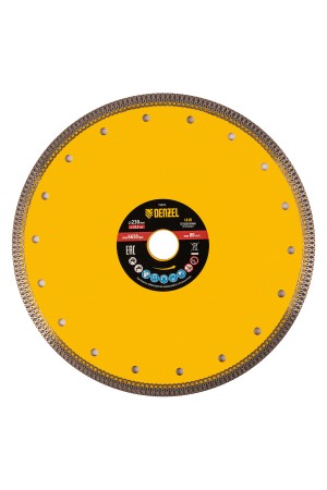 Диск алмазный отрезной 230 х 22,2мм, сплошной, супертонкий, горячий пресс, сухой/мокрый рез// Denzel