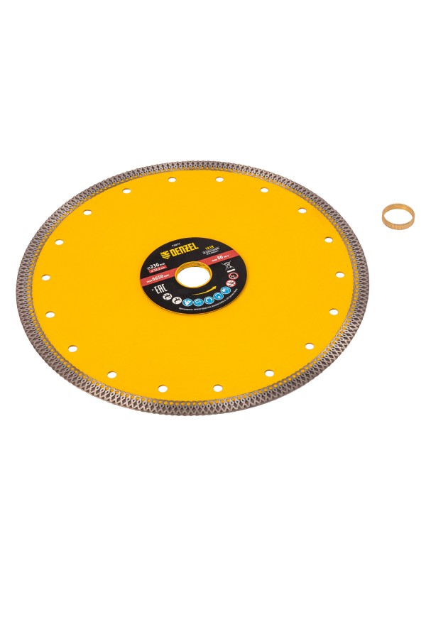 Диск алмазный отрезной 230 х 22,2мм, сплошной, супертонкий, горячий пресс, сухой/мокрый рез Denzel