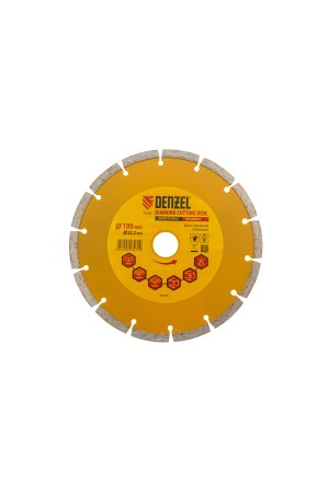 Диск алмазный, отрезной сегментный, 180 х 22.2 мм, сухая резка Denzel
