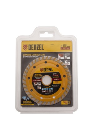 Диск алмазный, отрезной Turbo, 115 х 22.2 мм, сухая резка Denzel