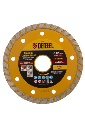 Диск алмазный, отрезной Turbo, 115 х 22.2 мм, сухая резка Denzel