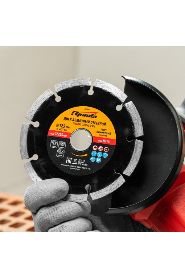 Диск алмазный, отрезной сегментный, 125 х 22.2 мм, сухая резка Sparta