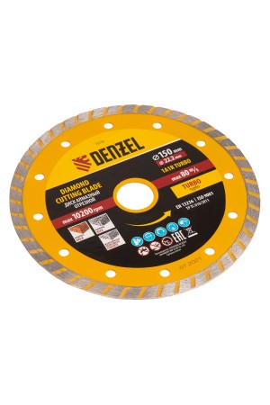Диск алмазный, отрезной Turbo, 150 х 22.2 мм, сухая резка Denzel