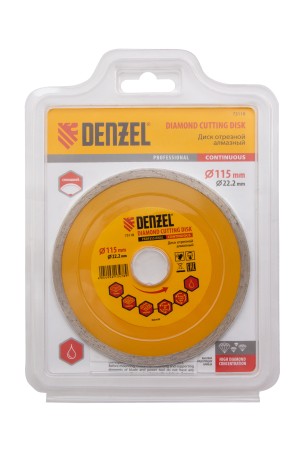 Диск алмазный, отрезной сплошной, 115 х 22.2 мм, мокрая резка Denzel