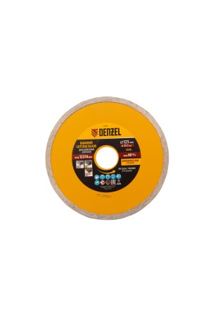 Диск алмазный, отрезной сплошной, 125 х 22.2 мм, мокрая резка Denzel