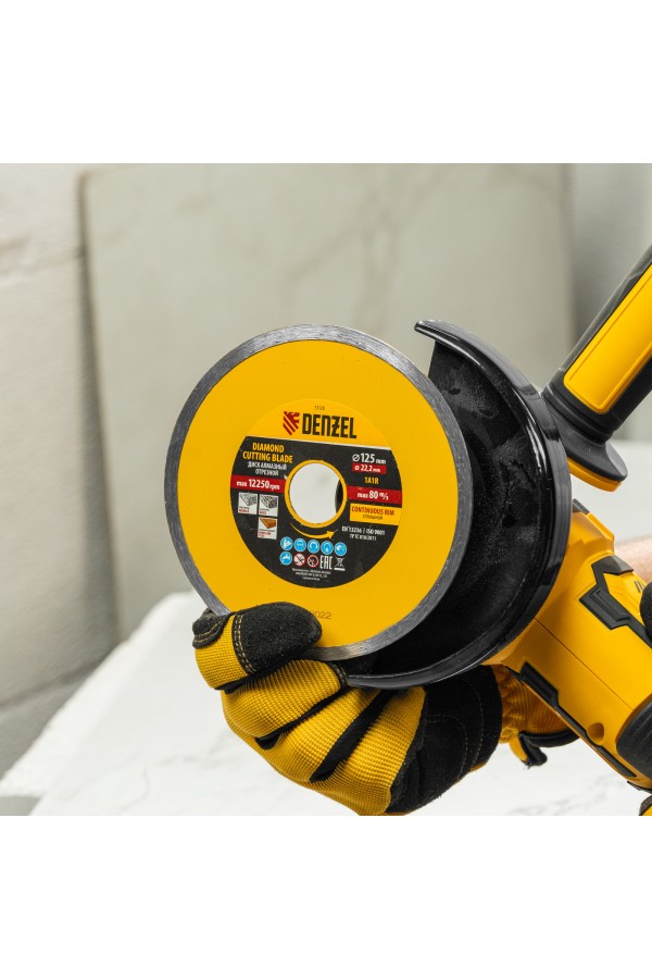 Диск алмазный, отрезной сплошной, 125 х 22.2 мм, мокрая резка Denzel