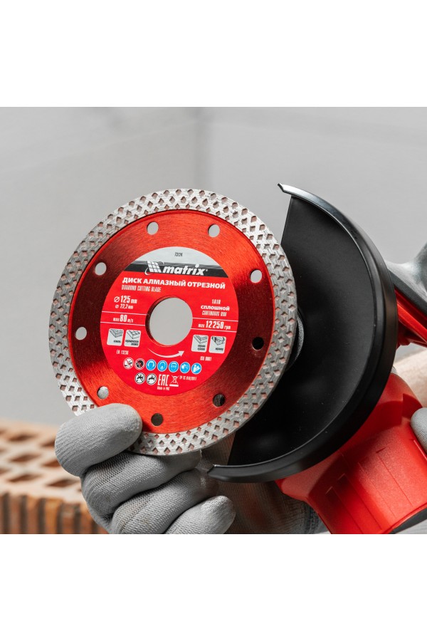 Диск алмазный, отрезной сплошной, 125 х 22.2 мм, сухая резка Matrix Professional