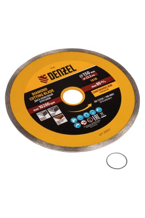 Диск алмазный, отрезной сплошной, 150 х 22.2 мм, мокрая резка Denzel