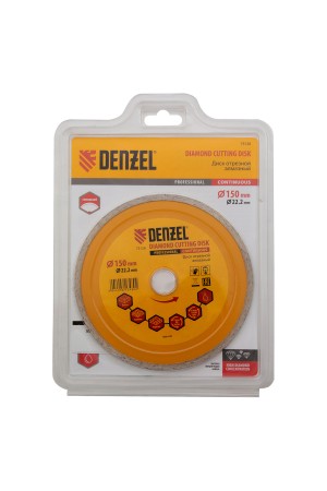 Диск алмазный, отрезной сплошной, 150 х 22.2 мм, мокрая резка Denzel