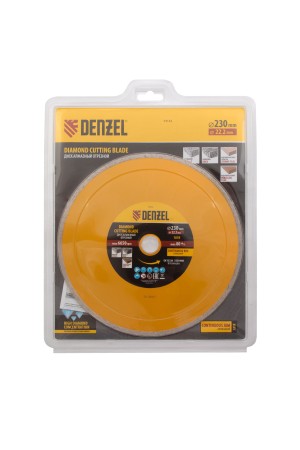 Диск алмазный, отрезной сплошной, 230 х 22.2 мм, мокрая резка Denzel