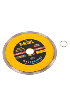 Диск алмазный сплошной, супертонкий, 180 х 25,4 мм, горячее прессование, мокрое резание// Denzel