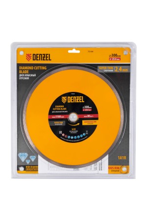 Диск алмазный сплошной, супертонкий, 300 х 25,4 мм, горячее прессование, мокрое резание// Denzel