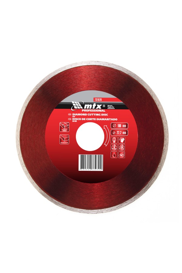 Диск алмазный, отрезной сплошной, 180 х 22.2 мм, мокрая резка Matrix Professional