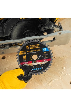 Пильный диск по дереву ф140 х 20 мм, 36 зубов Denzel