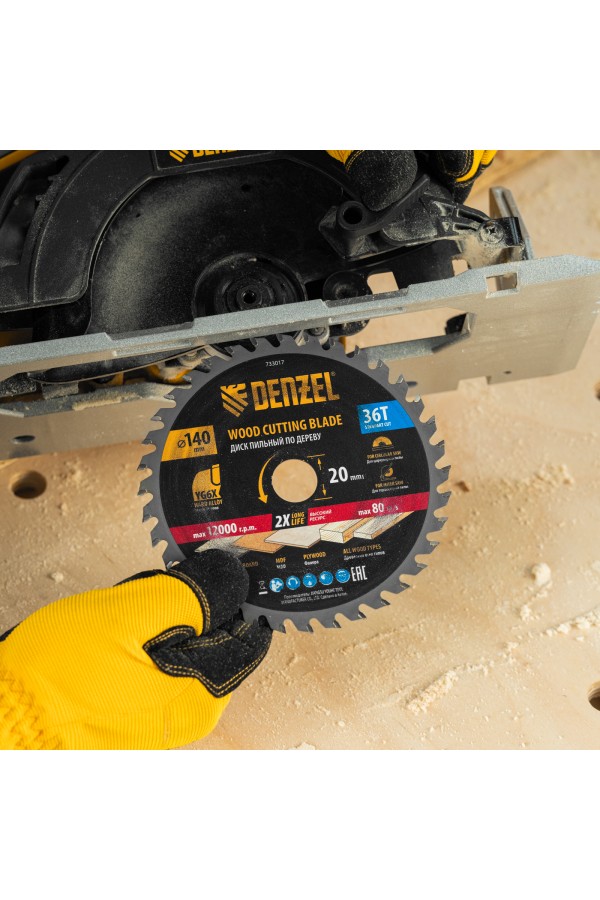 Пильный диск по дереву ф140 х 20 мм, 36 зубов Denzel