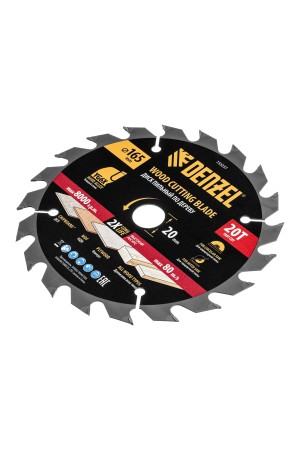 Пильный диск по дереву ф165 х 20 мм, 20 зубьев Denzel