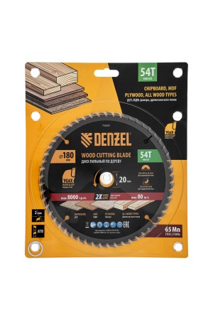 Пильный диск по дереву ф180 х 20 мм, 54зубьев Denzel