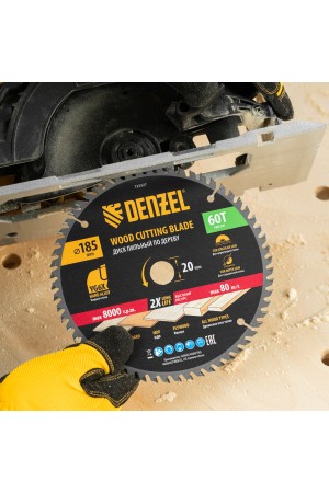Пильный диск по дереву ф185 х 20 мм, 60 зубьев Denzel