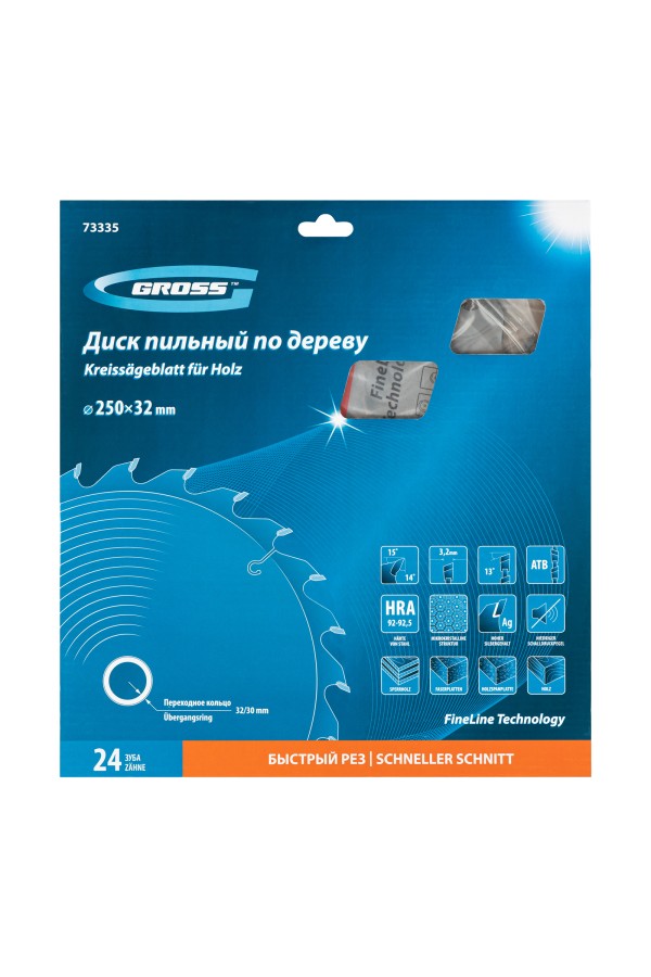 Пильный диск по дереву 250 x 32/30 x 24Т Gross