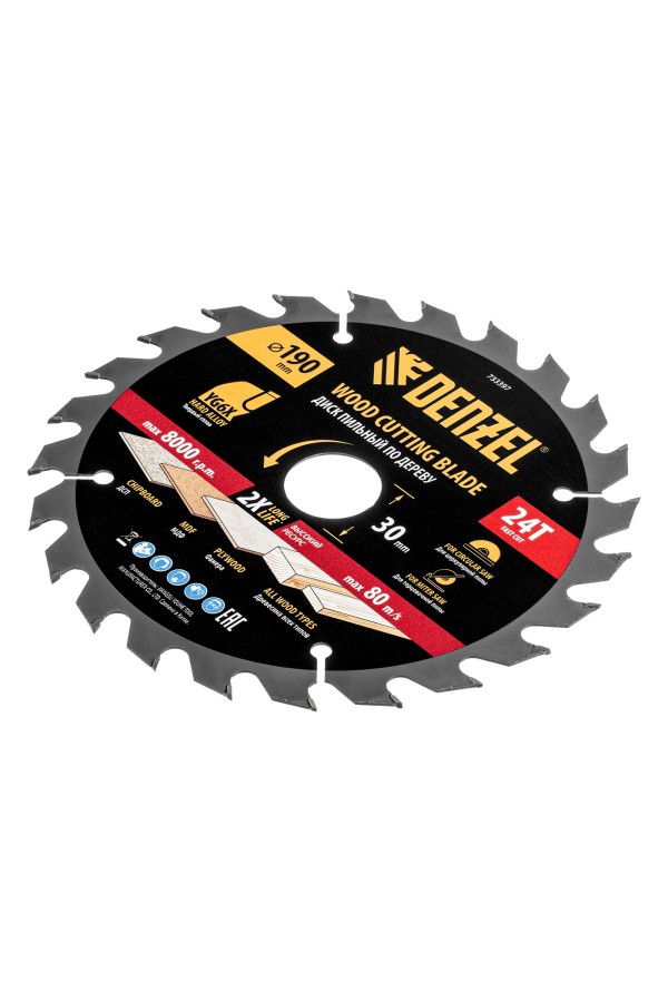 Пильный диск по дереву ф190 х 30 мм, 24 зубьев Denzel