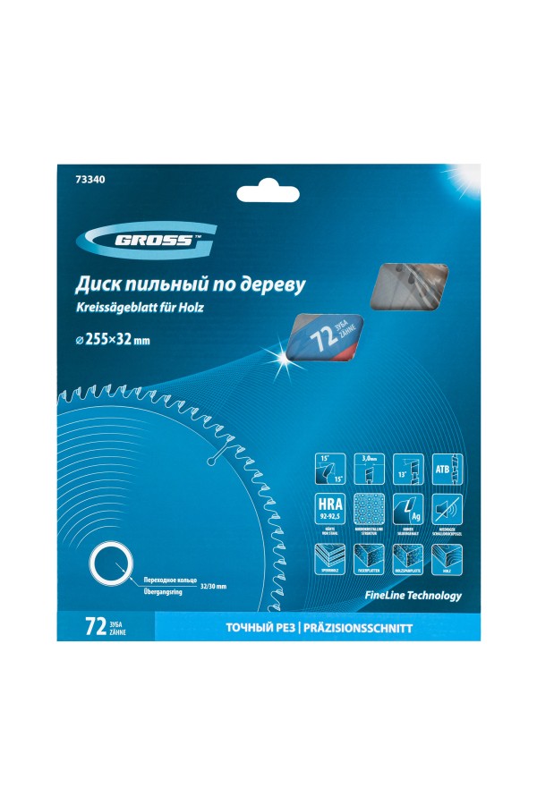 Пильный диск по дереву 255 x 32/30 x 72Т Gross