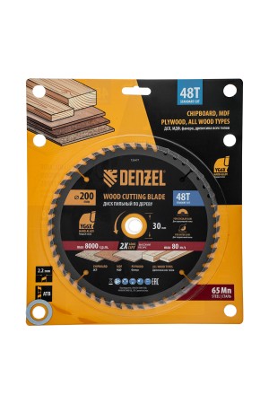 Пильный диск по дереву ф200 х 30 мм, 48 зубьев Denzel